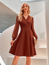 Swiss Dot Long Sleeve Surplice Dress
